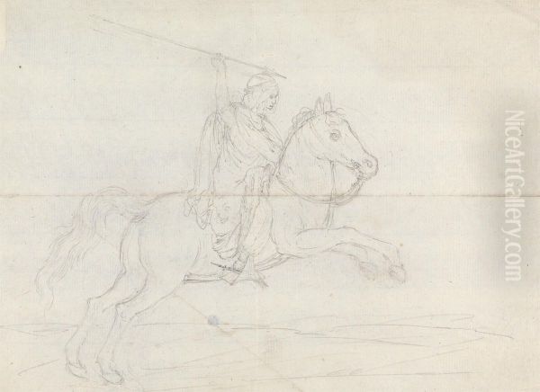 Man on Horseback Throwing a Spear - view 1
