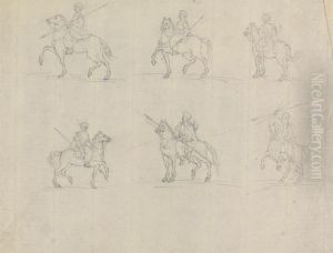 Six Studies of a Man on Horseback Carrying Weapons