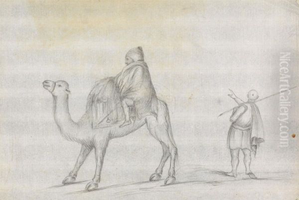 Traveler and a Man atop a Camel - view 1
