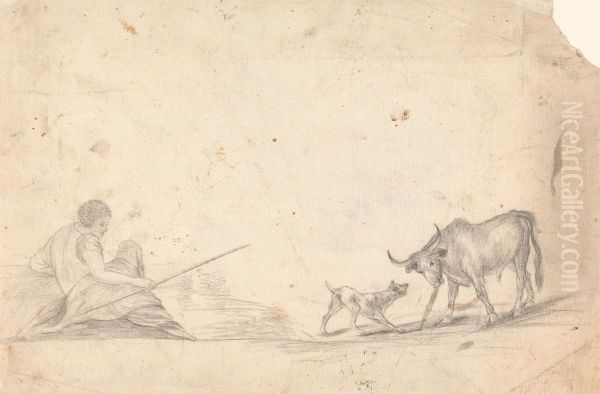 Herdsman, Dog, and Cow - view 1
