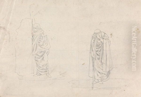 Studies of Two Men with Staffs - view 1