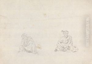 Two Men Sitting on Cushions by James Bruce