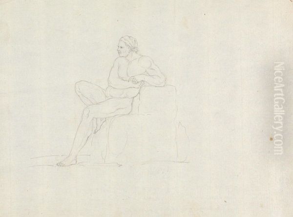 Study of a Nude Male Sitting - view 1