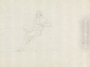 Study of a Nude Male Sitting by James Bruce