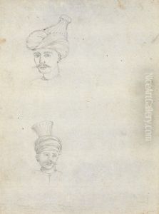 Studies of Two Male Heads Wearing Turbans by James Bruce