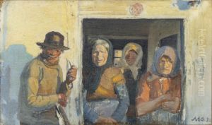 Kristoffer and the women at the door. Kristoffer and the women at the door.