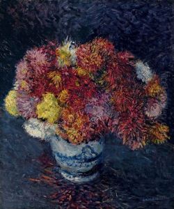 Bouquet De Chrysanthemes Avec Le Cachet by Gustave Caillebotte