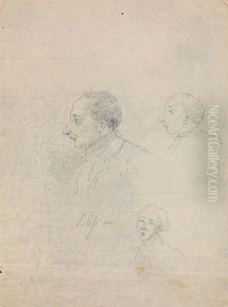 Sketches of Three Heads - view 1