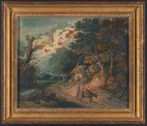 Figure riding a donkey by Gainsborough Dupont
