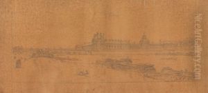 View of the Tuilleries and Bridge, taken from the Quai d'Orsay by Thomas Girtin