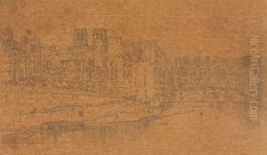 View of the Pont St.Michel, taken from the Pont Neuf, 1803 (study for Plate 4 from Views in Paris) by Thomas Girtin