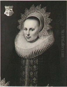 Portrait of Carolina van Beveren (1598-1625), echtgenote van Adriaan van Blyenburg by Jan Van Ravesteyn