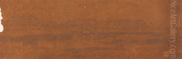 View of the Palace and Village of Choisi, on the Banks of the Seine - view 1