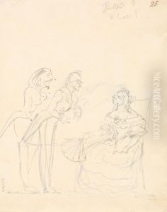 Two Gentlemen Talking to a Seated Lady by Sir John Everett Millais