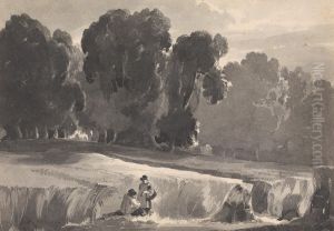 Landscape with Figures in Field by Thomas Sully