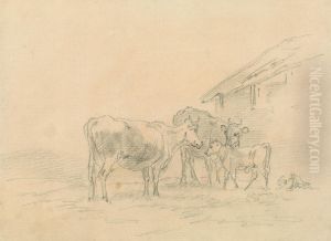 Two Cows and a Calf by Sawrey Gilpin