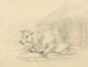Cow Lying Next to a Barn