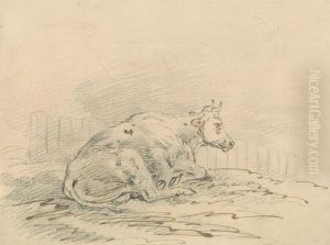 Cow Lying Next to a Fence by Sawrey Gilpin