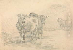 Two Cows on a Hill by Sawrey Gilpin