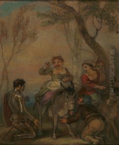 Illustration for Don Quixote (with figures on a donkey)