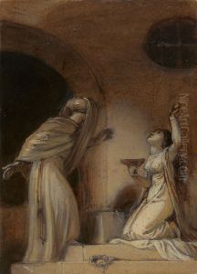 Illustration for an Eastern Romance, possibly "The Arabian Nights", with Kneeling Female Figure at Right) by Robert Smirke