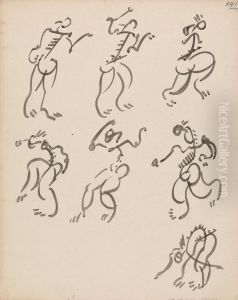 Seven Dancing Figures, in Three Registers