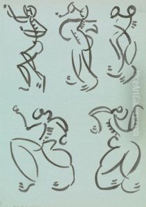 Five Studies of Dancing Figures by Henri Gaudier-Brzeska