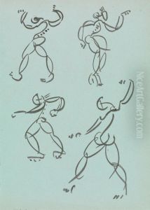 Four Studies of Dancing Figures by Henri Gaudier-Brzeska