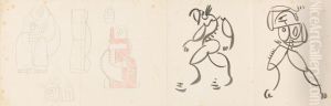 Two Dancing Figures and Five Studies for a Mother and Child Grouping