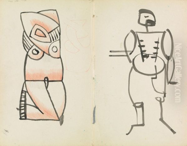 Crouching Female and Standing Male - view 1