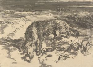 Fox Attacking a Sheep by Thomas Bolton Gilchrist Septimus Dalziel