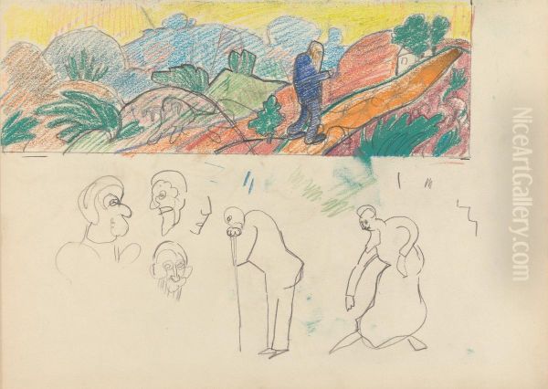 Study for a Mural Decoration, Old Man in Landscape - view 1