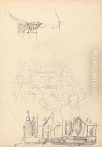Sketches of a Stage and Bar by Spencer Gore