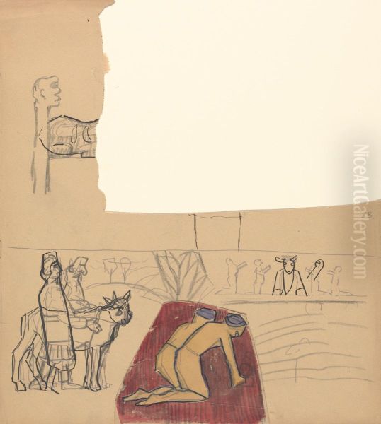 Design for a Decorative Panel, Worshippers and Calf - view 1