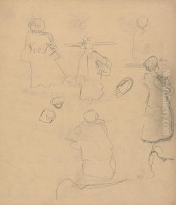 Studies of a Woman in a Coat and Hat by Spencer Gore
