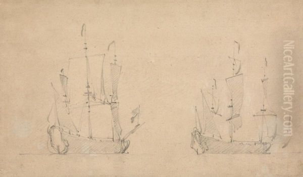 Starboard-quarter view of a Flagship in light airs and similar view of another - view 1