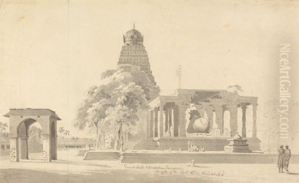 The Great Bull and Pagoda at Tanjore by Thomas Daniell