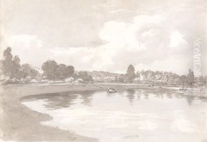 On the River Wye with Wilton Castle Ruins on a Bend in the River by John Glover