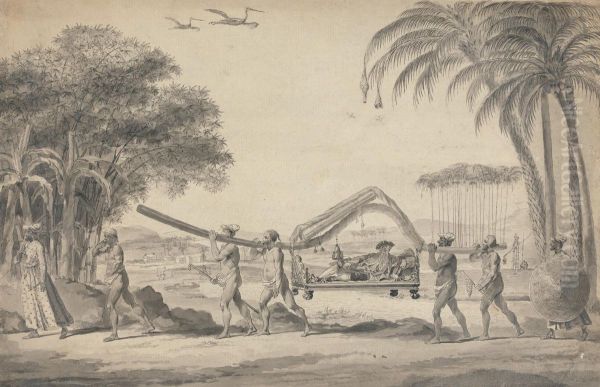 Traveller in a Palanquin in India - view 1