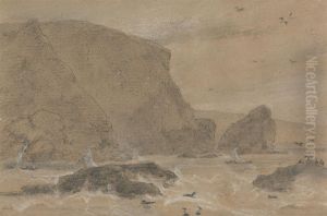Samphire Rock, St. Agnes, Cornwall by William Daniell RA