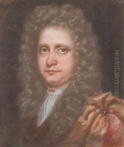 Young Gentleman with a full Face and long, curled Wig by Edmund Ashfield