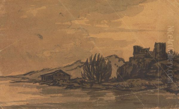 Landscape with House at the Riverbank - view 1