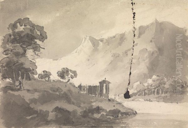Landscape with Castle, River and Mountain - view 1