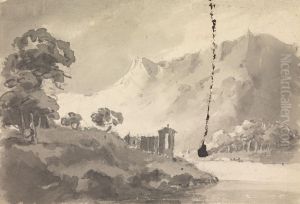 Landscape with Castle, River and Mountain by William Gilpin