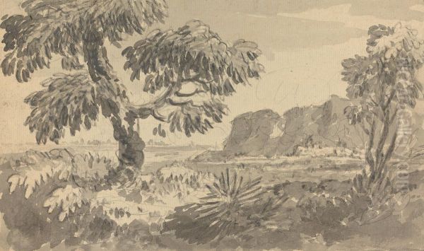 Landscape with Two Trees and Cliff - view 1