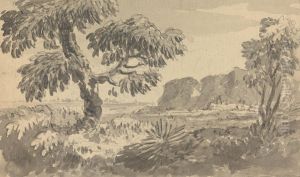 Landscape with Two Trees and Cliff by William Gilpin
