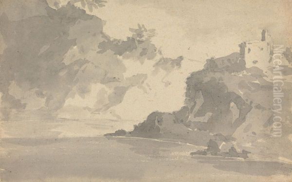 Sketch with a Castle on a Mountaintop - view 1