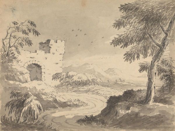 Landscape with Road Leading to Abbey - view 1