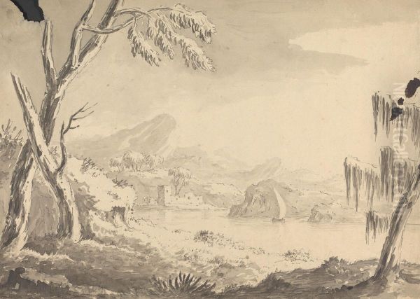 Landscape with Castle on Riverbank - view 1