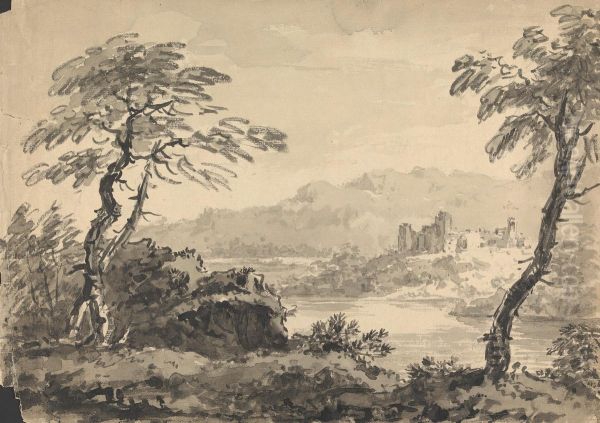 Landscape with Two Trees and Castle - view 1